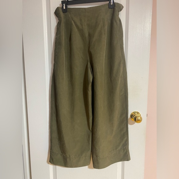 Aritzia Babaton Paperbag Wide Leg Princess Pants Lyocell Olive Green Size Small - Picture 7 of 9